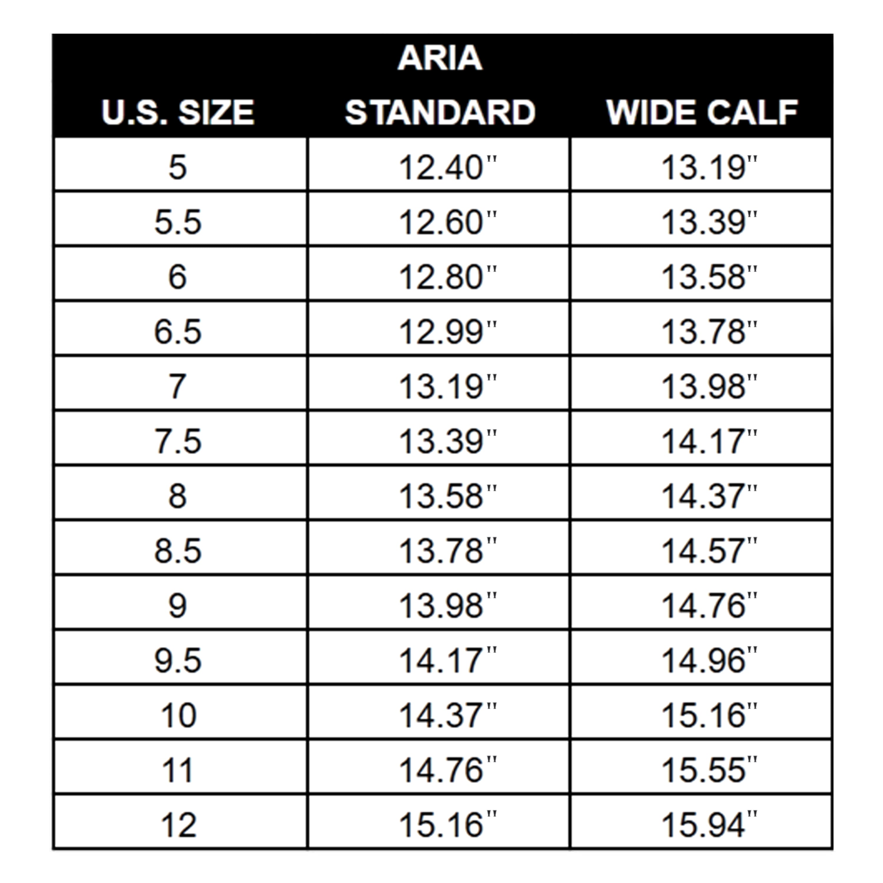Calf Measurement Chart
