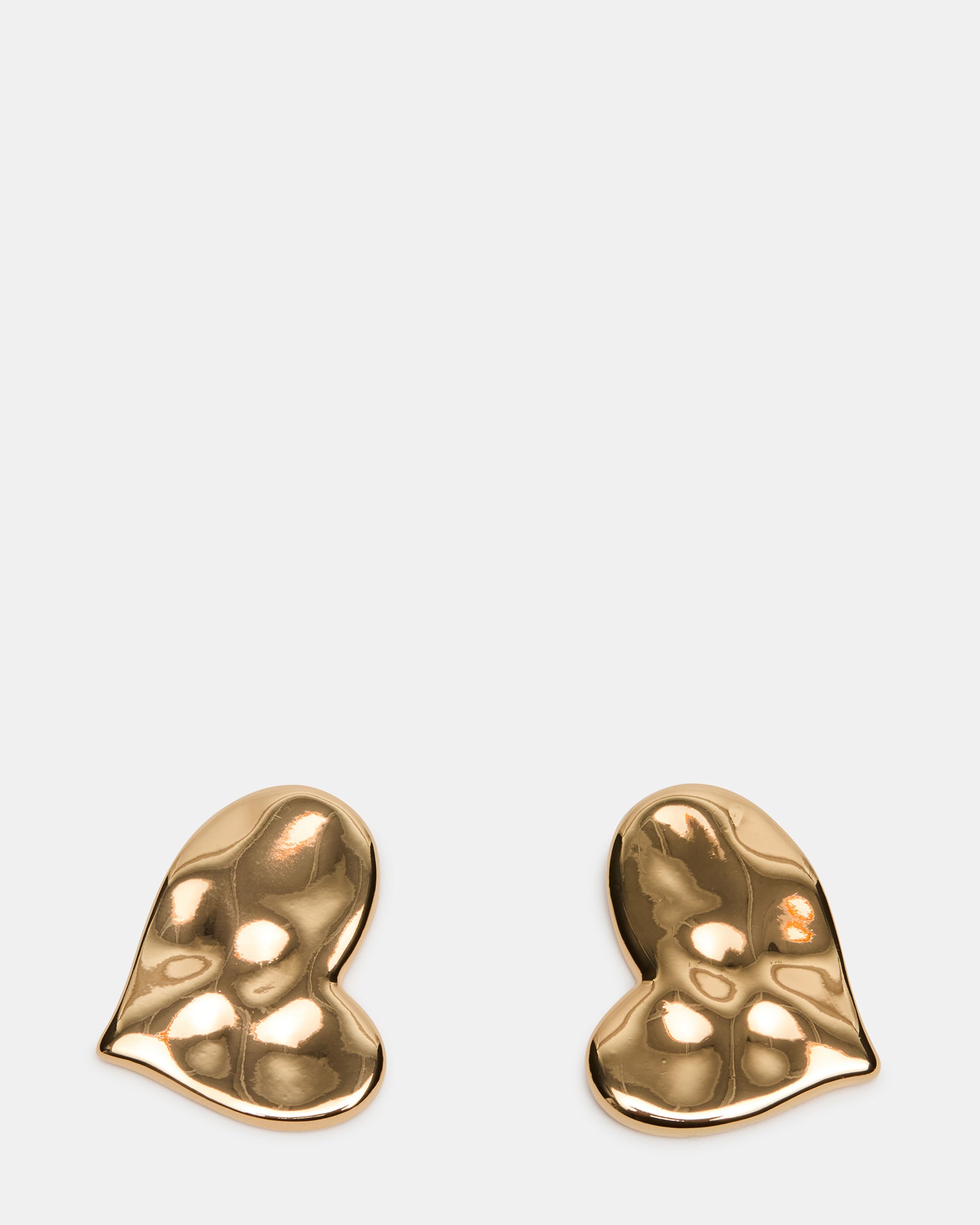 TEXTURED HEART STUD EARRINGS GOLD