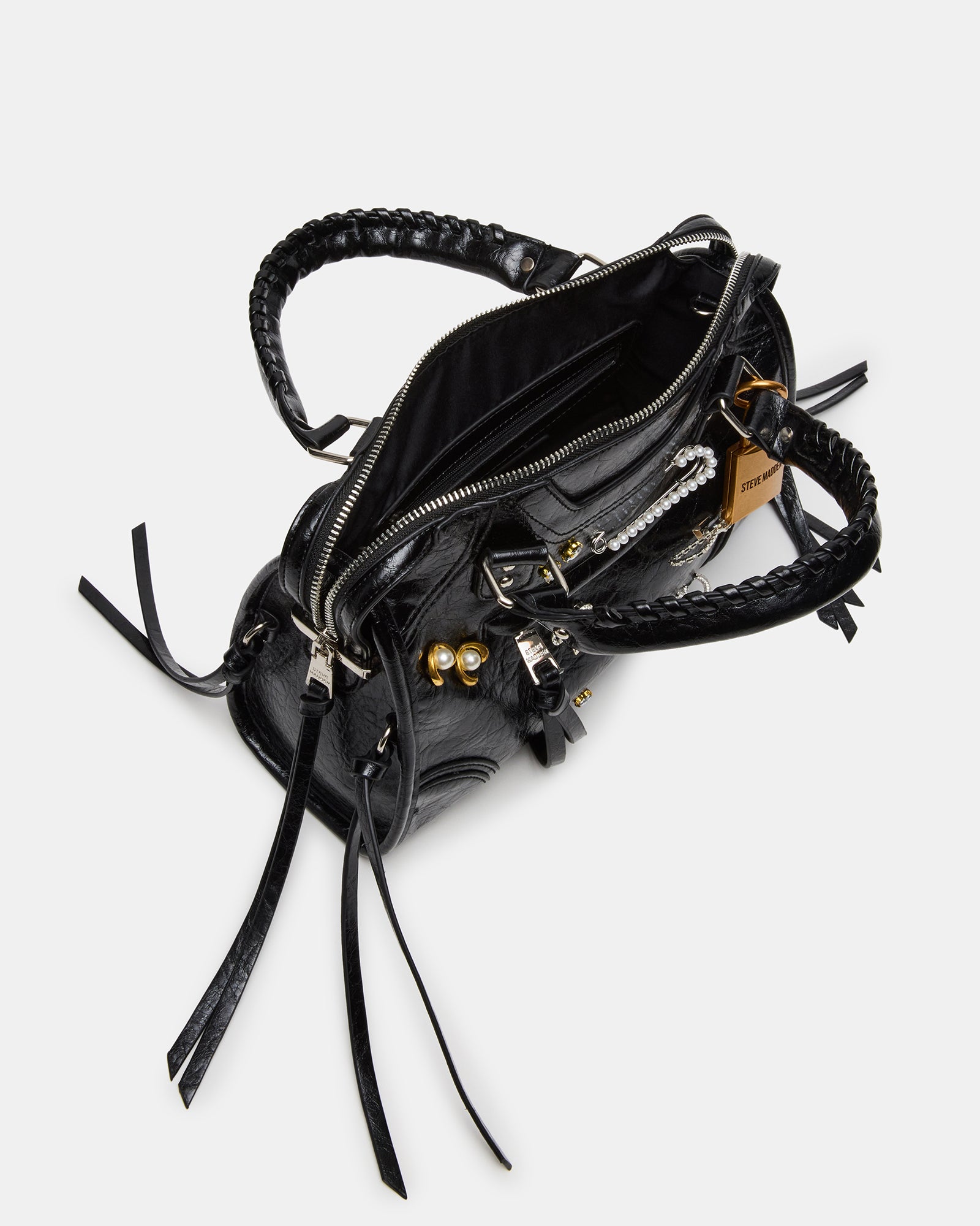 RIGGS BAG EMBELLISHED BLACK DISTRESSED